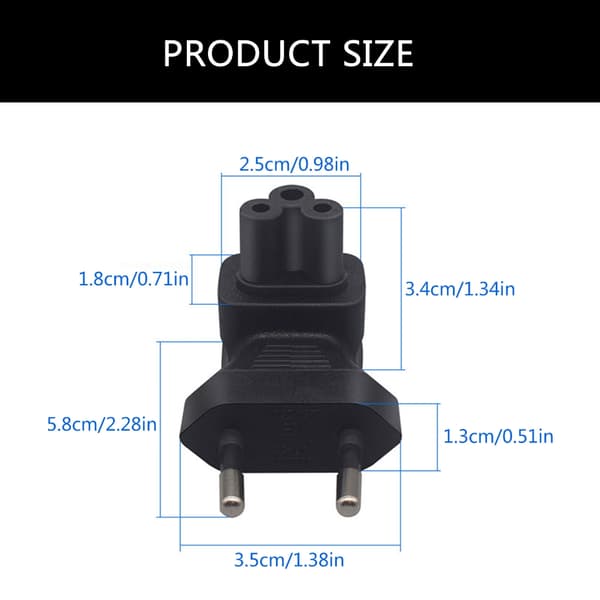 EU4.0MM til IEC320 C5 elektrisk strømadapter EU-standard 2-benet til IEC320 C5