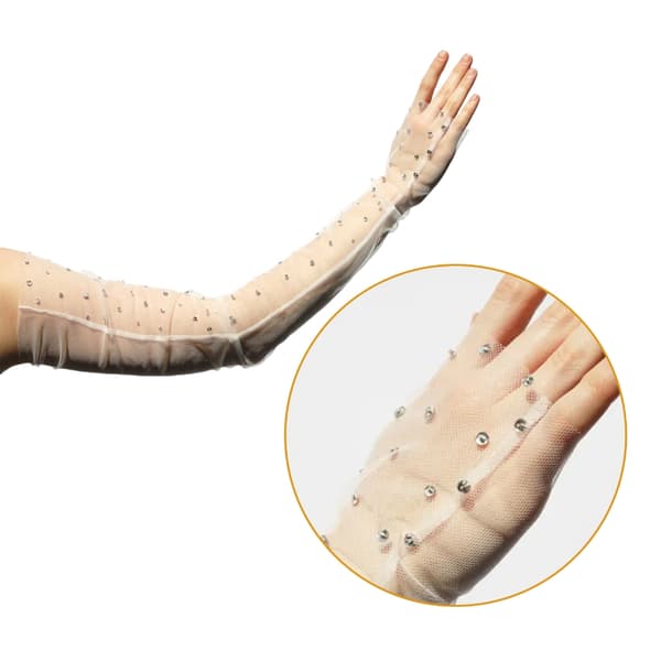 2lots Kvinnor Mesh Arm Ärmar Strass Mönster Överärmar Brudärmar