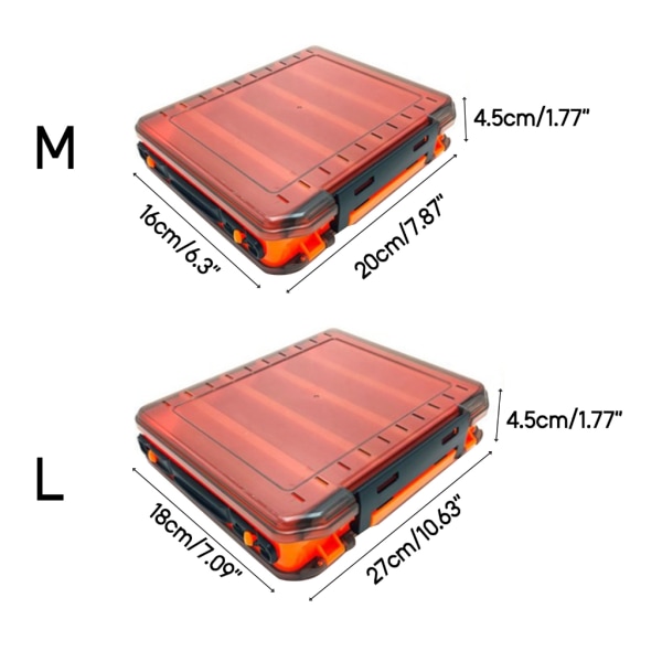 Förvaringslåda för fiskedrag Dubbelsidig fiskeredskap Organizer-väska Fiskebeten Container Praktisk fisketillbehör Orange M