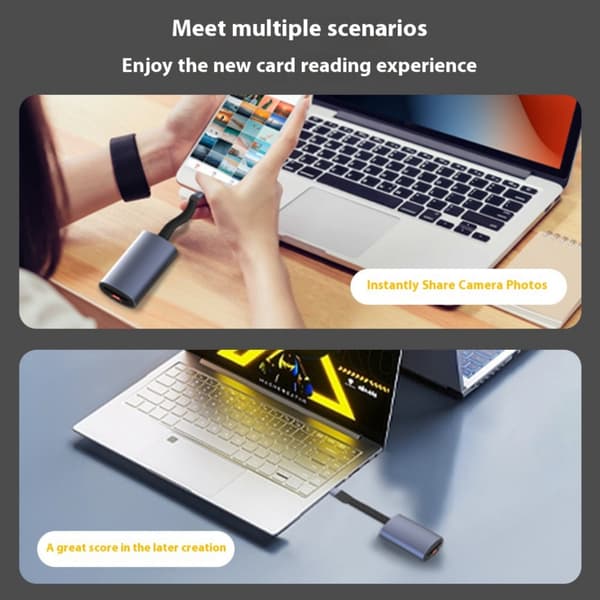 USB/USB C Kortleser Minnekortleser Adapter USB C til TF Minnekort
