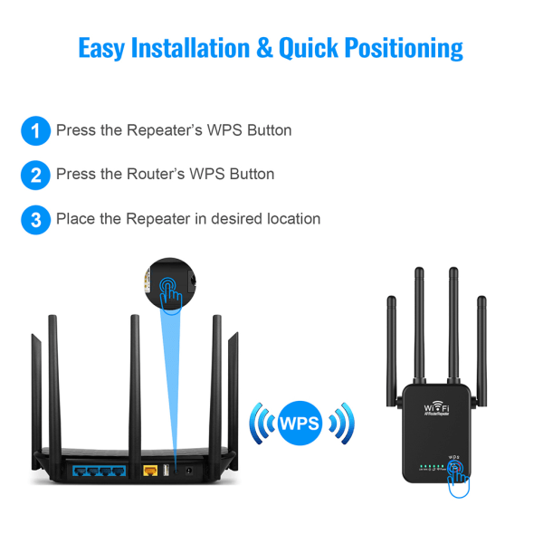 3 i 1 Wifi Booster Router 2.4G trådlös Repeater 300M lång räckvidd Network Signal Extender Förstärkare Wi-fi Router EU