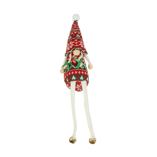 Jul sittande tomte plysch för docka med långa dinglande ben Bell fylld leksak null - B