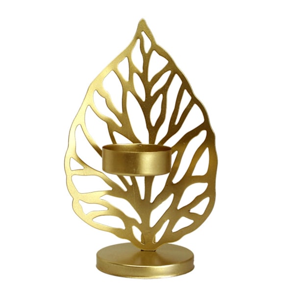 Nordic Ljusstake Smidesjärn Ljusstake Creative Leaf Kandelaber Desktop Ornament Vardagsrum Sovrum Restaurang Gold A