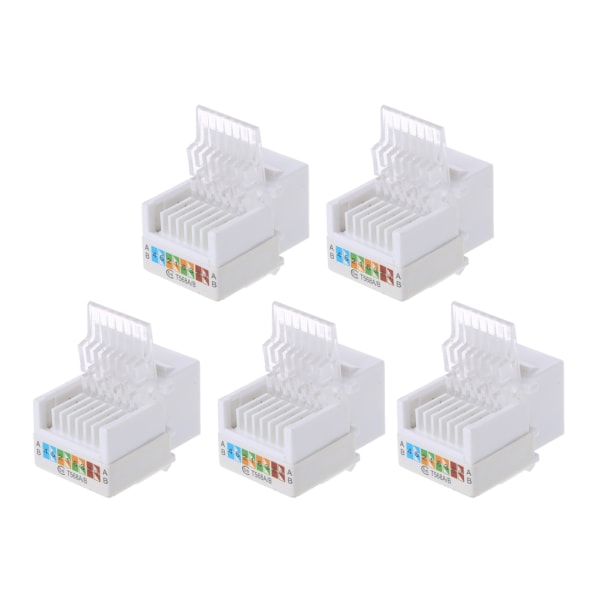 CAT5E RJ45 LAN-uttag Keystone-uttag för Internetnätverk Plugg Väggpanel 5 delar