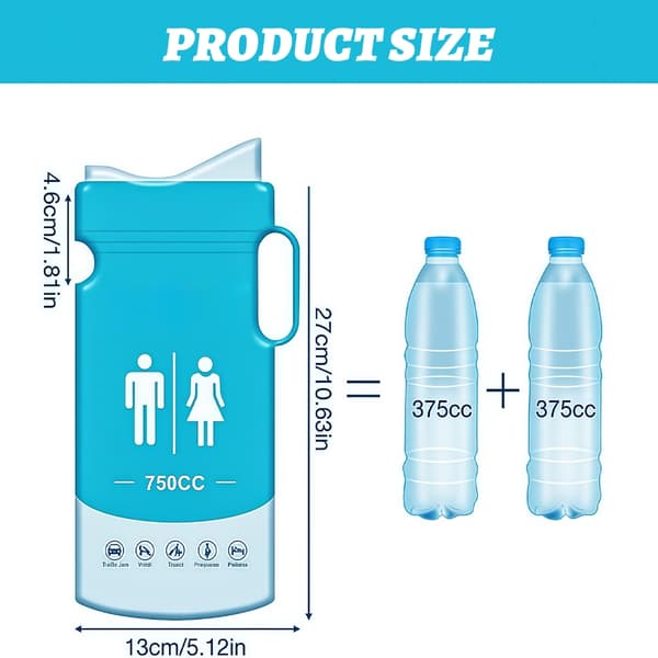 15 stk. Engangs urinalpose Bærbar camping tissepose med lækagesikker forsegling 750 ml Blue