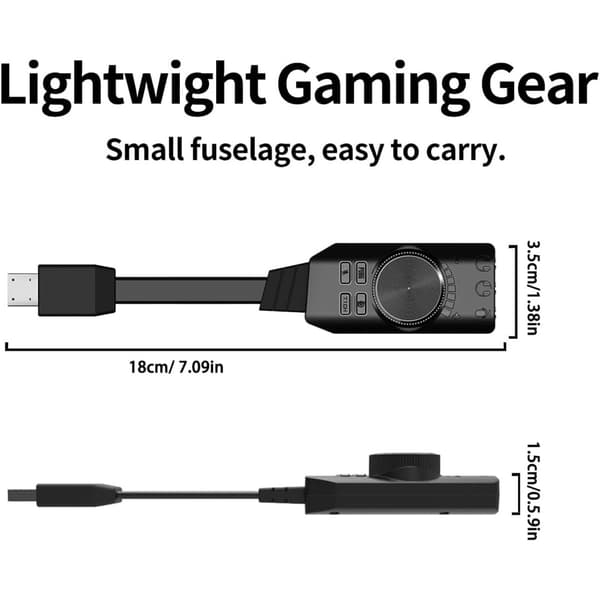 USB Eksternt Lydkort Adapter Virtuel 7.1 Kanal til PC Gaming Headsets