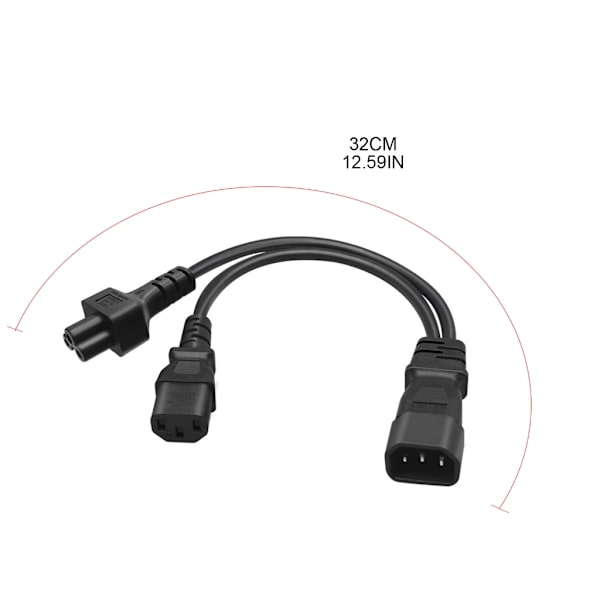 3-stifts IEC320-C14 hankontakt till IEC320-C13+C5 adaptersladd hona Y-splitter Power omvandlare