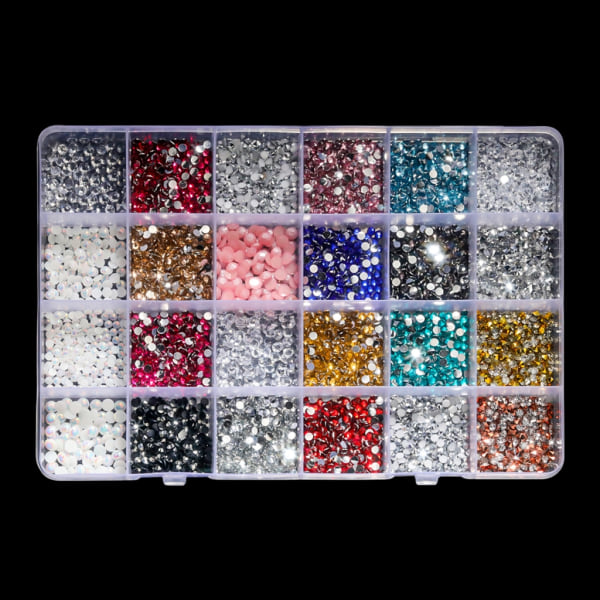 24-Facks Nagelkonst Berlocker Kors Nagel Strass Berlocker Multi-form Nagel Ädelstenar DIY Nagelkonst Dekoration Manikyr Tillbehör