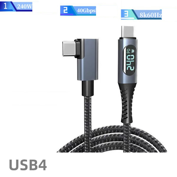 För Thunderbolt4-kabel USB 4-kabel för telefon 15 Laddare 40 Gbps Dataöverföring 8K Display Stöd 240W Laddning USB C Straight head