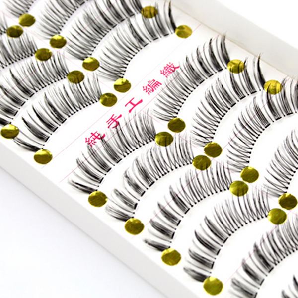 10 par lösögonfransar Handgjorda långa tjocka för Cross Soft Natural Fake Eye Las