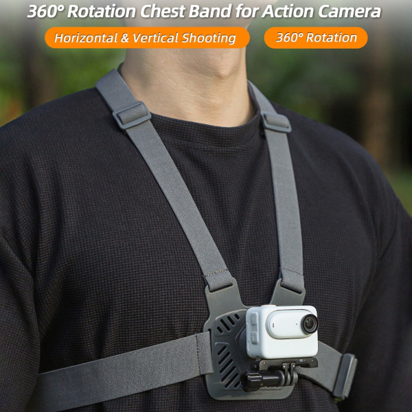 Justerbar bröstmonteringssele bröstremsfäste för ficka 1 2 3/360 Go 3 actionkameror med lång skruv