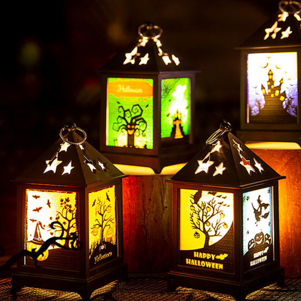 Halloween Dekoration Pumpa Lykta Vintage Ljuslampa Hängande Wind Light Prop