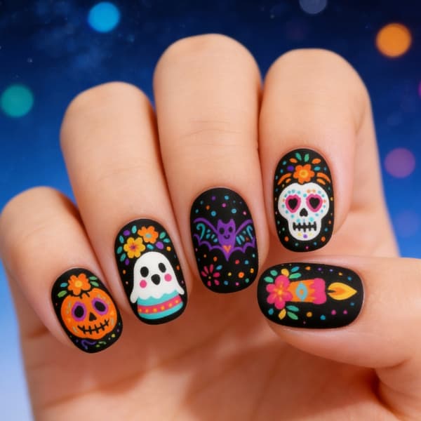 Græskar Flagermus Kranie Sæt til Halloween Kostume Manicure Styling