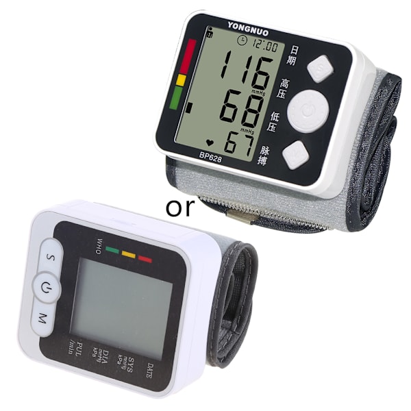 Digital LCD Blodtrycksmätare för handleden Automatisk Sphygmomanometer Tonometer