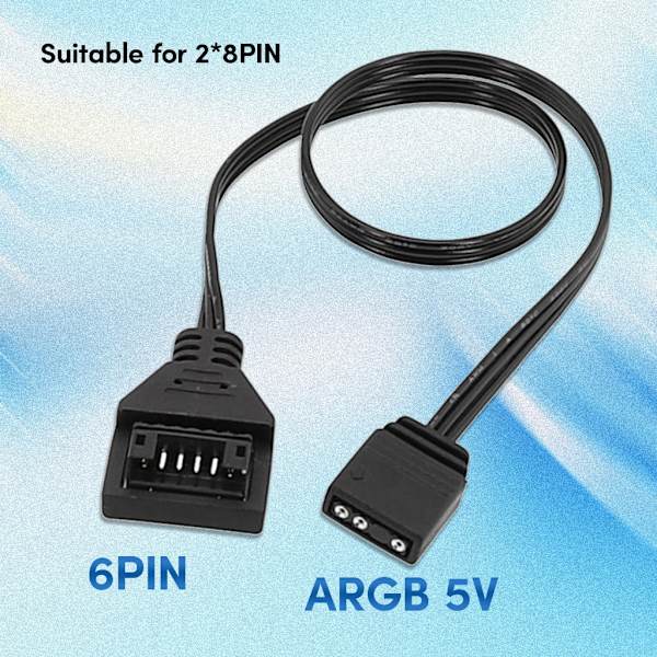 ARGB Adapter Kabel 5V 3pin till ARGB 5V 8Pin/6Pin Hane Adapter Kabel Förbättrar din belysningslösning 30 cm lång ersättning 6pin