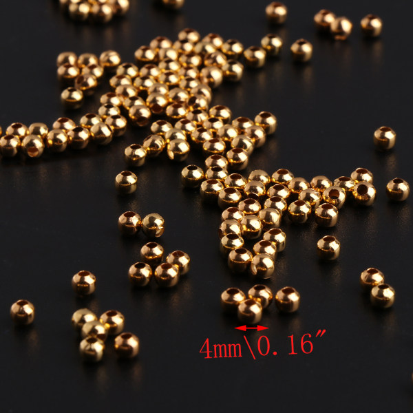 200st/ set 4mm guldpläterad kulform antika distanspärlor för smycken DIY