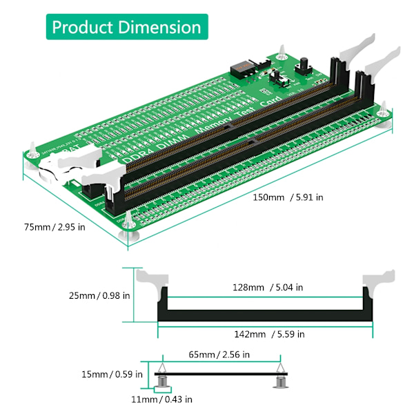 DDR4 DIMM Minnetester, Stasjonær Datamaskin DDR4 Minnetestkort med LED
