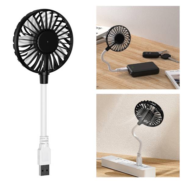 Liten USB -fläkt USB In-line Tyst kontorsbord Kylfläktar USB fläkt Justerbar skrivbordsfläkt Sommar Bärbar fläkt 5V 5W White L