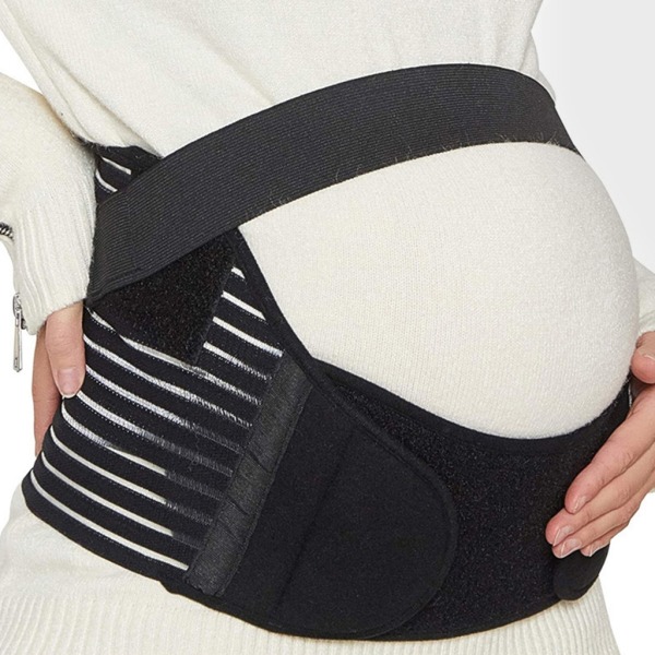 Magband för gravida kvinnor Gravidbälte Andas bukbindare Ryggstöd under alla stadier av graviditeten Black M