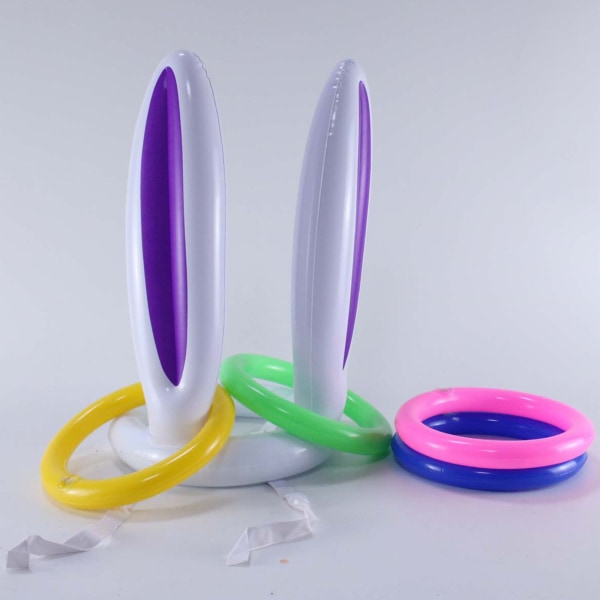 Påsk Uppblåsbar Bunny Ear Ring Toss Game Kit Inflationshandhållen pump null - A set of 5 gas cylin