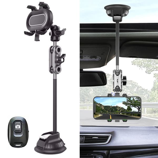 Telefonholder for bil, dobbelt monteringssystem, fleksibel arm, aluminium, 4,7–6,7 tommer Extended version