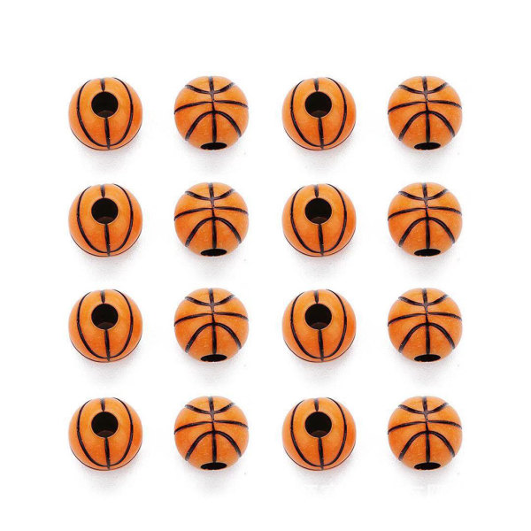 100 Sports Beaded Basketball Beads Plast Spacer Beads 12mm Sports Beads Används för att göra DIY-armbandshalsband