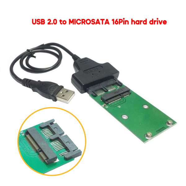 6 Gbps USB 2.0 till mSATA SSD-adapterkort - Lägg till Micro SATA 16-pins kontakt för 1,8" hårddiskar