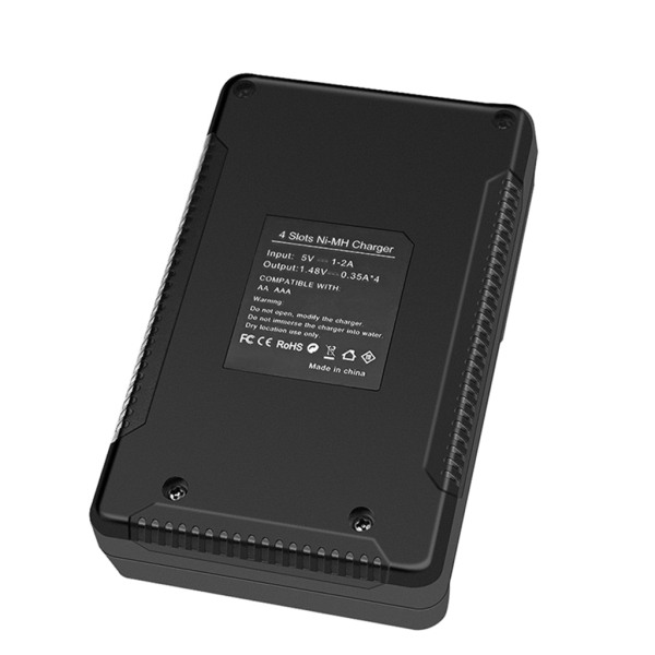 4-fack AA AAA Intelligent Batteriladdare med LCD-skärm för NiMH AA AAA Uppladdningsbart batteri USB Laddningsoberoende