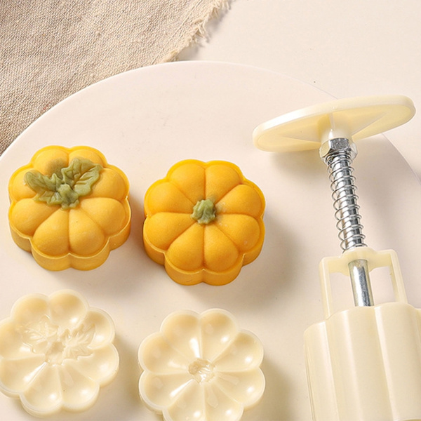 Söta pumpor Form Moon Cake Form Midhöstfestivalen Mooncake Makers Cookie Stämplar Handtryck Mooncake Baking Tool