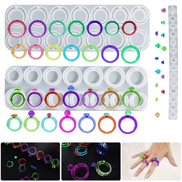 Silikonring Hänge Form Halsband Molds Ringar Smycken Hartsgjutning Form Smycken Hantverk Handgjorda DIY Tool Present null - Set