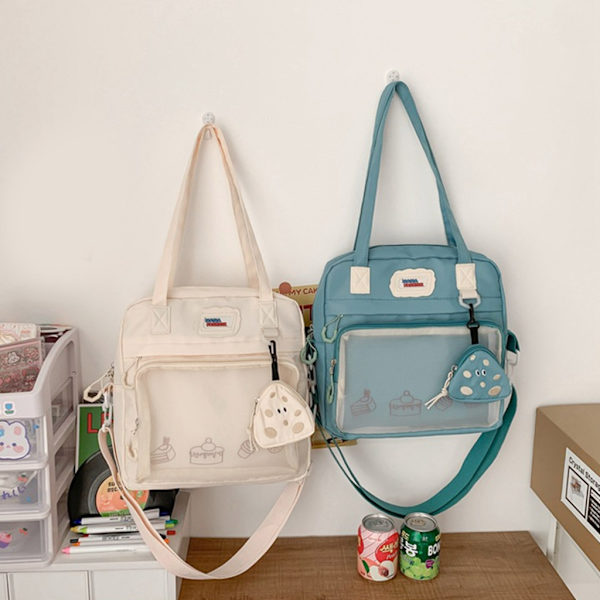 Damaxelväska med stor kapacitet Matchande JK Tote Handväska Messenger-väska Studenter Söt Ita-väska Crossbody-väska för tonåringar Beige