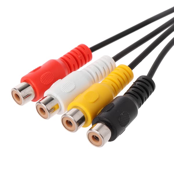 30CM 5-pin hann DIN-plugg til 4 RCA Phono hunnplugger lydkabel ledningstilkobling