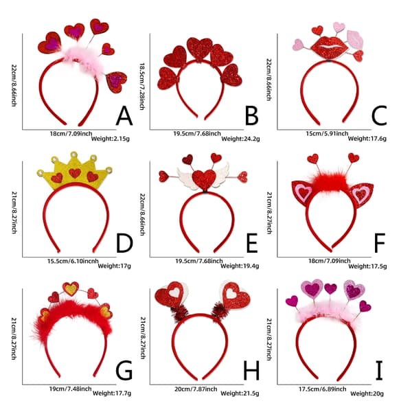 Hårbøyle Hodeplagg Bursdag Hodebånd Glitter Hjerte Hårbøyle for Valentinsdagen F