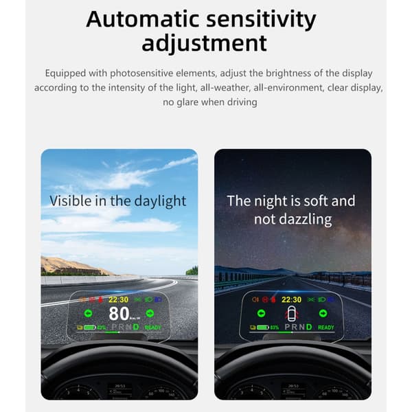Bil HUD Head Up Overspeed Ur Måler Speedometer Advarselssystem Værktøj til