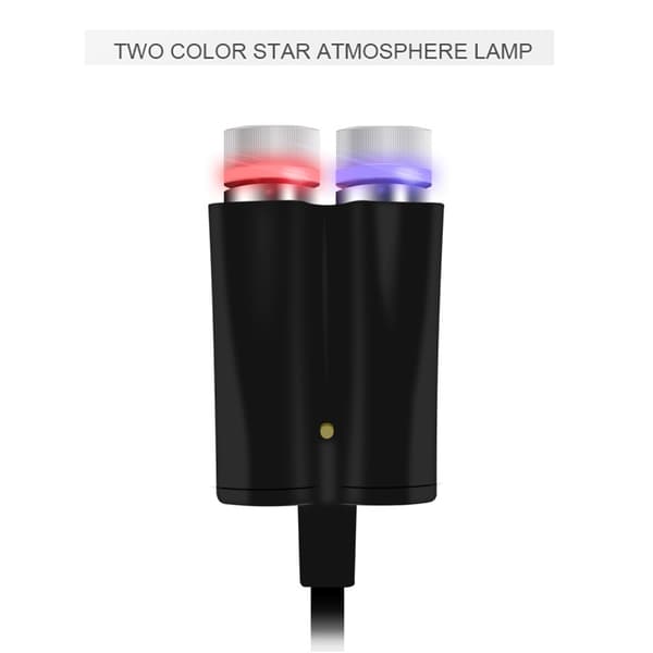 Universal Bil USB Stjernelys Dekor Dobbelt Farve Justerbar Til Natkørsel Red and blue light Voice control model