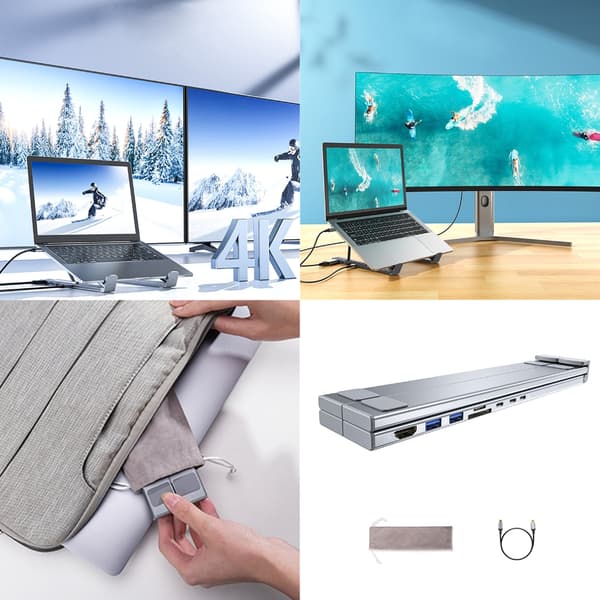 Typ C-hubbar med 4K USB3.0 Typ C PD100W Aluminiumlegering för PC Laptop