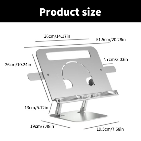 Justerbart ergonomisk design i aluminium til bærbar computer, sammenklappelige stativer til skrivebord