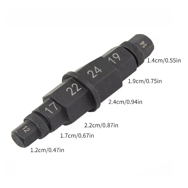 Universal Hex Aksel Spindel Socket Adapter 6 Størrelser i 1 Verktøy for Dekkfjerning