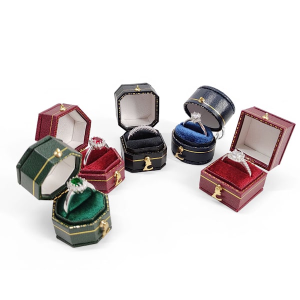 PU Läder Ring Box Lyx Smycken Ring Boxar Smycken Förvaring för Case för Förlovning Förlovning Bröllop Bröllopsdag Red
