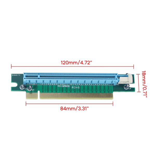 PCIE 90 graders rät vinkel PciE PciExpress 16X Extender Protector Adapterkort för 1U serverchassitillbehör Black