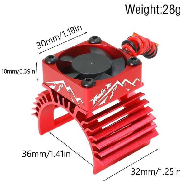 Høy Ytelse Fjernkontroll Tilbehør 36mm Dobbel Kjølevifte Simple black Red bracket
