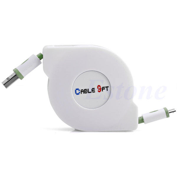 3/6/9ft Infällbar Micro USB Data Sync Laddningskabel För S4 för Androids