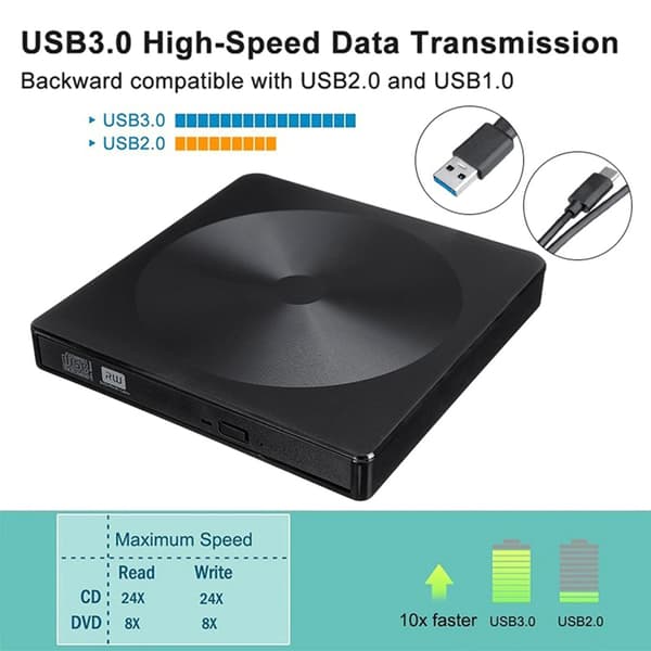 Snabb Dataöverföring USB 3.0 Typ C DVD-brännare för Bärbara och Stationära Datorer