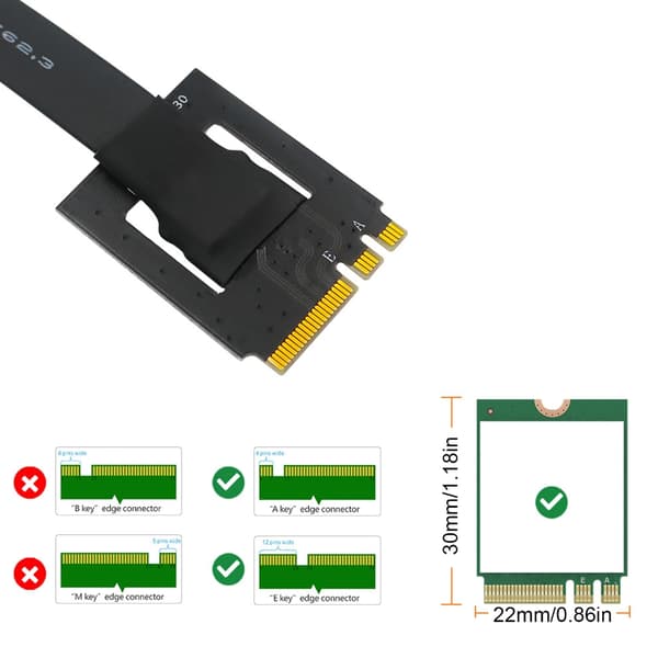 Dobbel Key AE til PCIE 16X Adapterkabel Strømkontakter for PCIE Tester