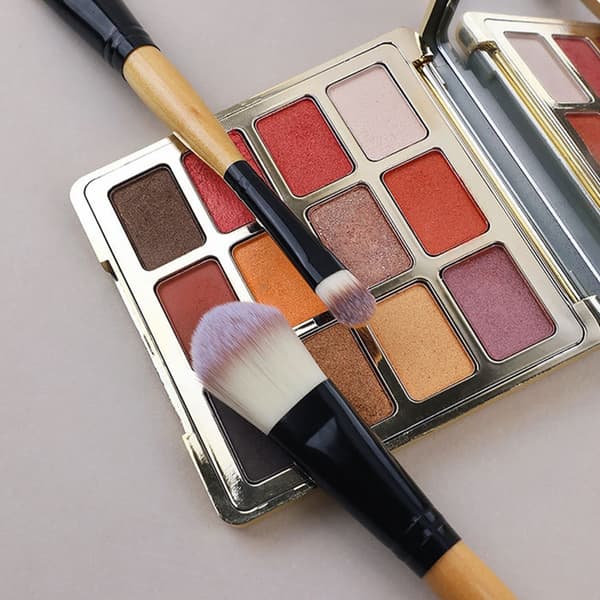 Pakke med 2 dobbeltendede foundationbørster Professionelle makeupværktøjer Bløde børster