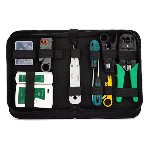 Nettverk Ethernet LAN RJ45 Cat5e Cat6 Kabeltester Krimpverktøy Sett