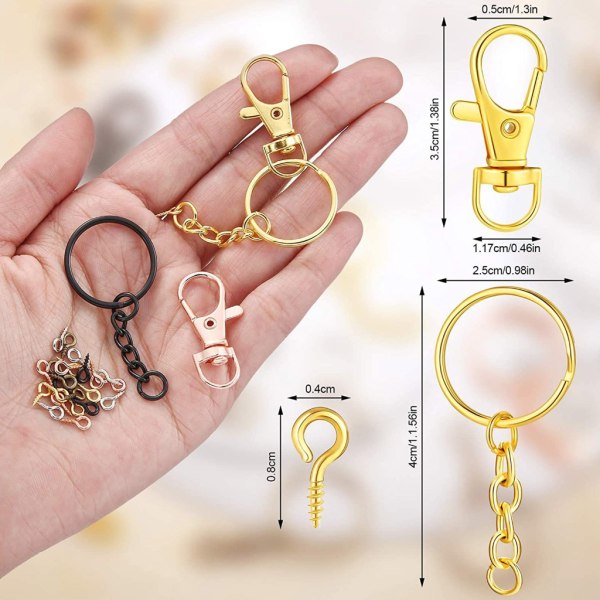 Vridbart spänne set Snapkrok Nyckelring med kedja Metallsnodd Nyckelringshake för Nyckelring Smycken Gör-det-självhantverk