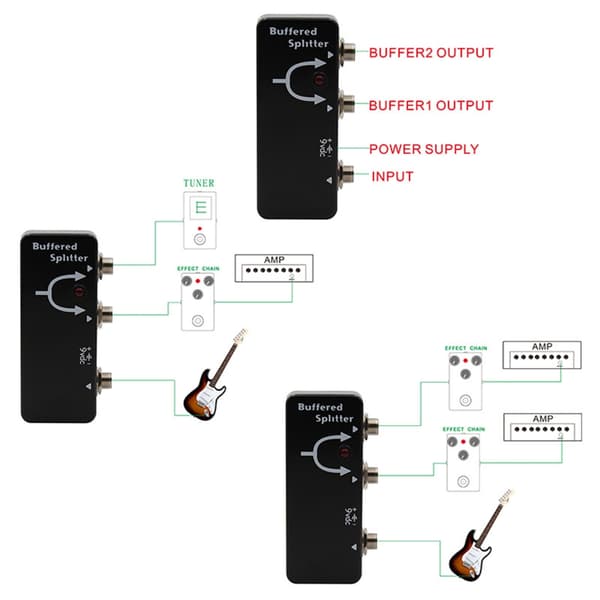 Gitarpedal Signal Splitter Gitar Effekter Buffer Splitter Forbedrer Signal