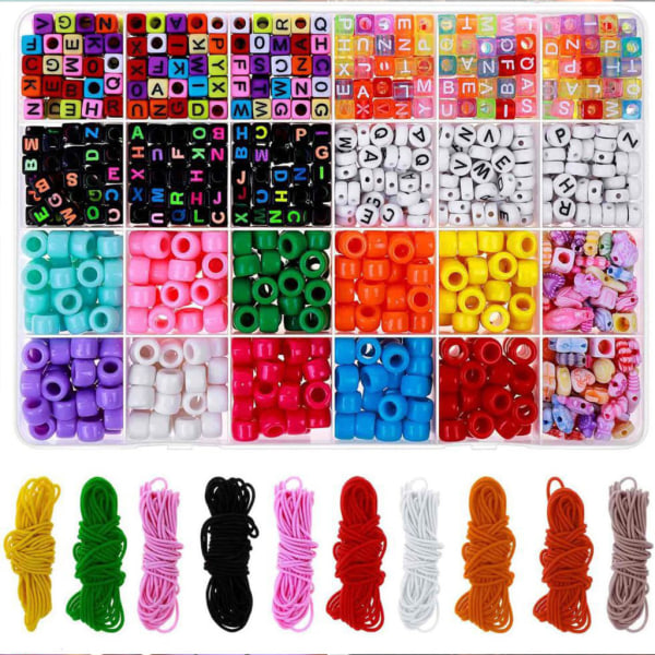 24 rutnät Alfabetspärlor Plastpärlor Tydliga bokstäver för ponnypärlor Armband Pärlor Cube Beads Kit med förvaringslåda