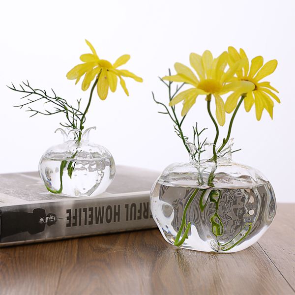 Granatäppleform Klart glas Vas Flaska Blomflaska Växter Flaska Glas Material för hemväxter Blomdekorationer S